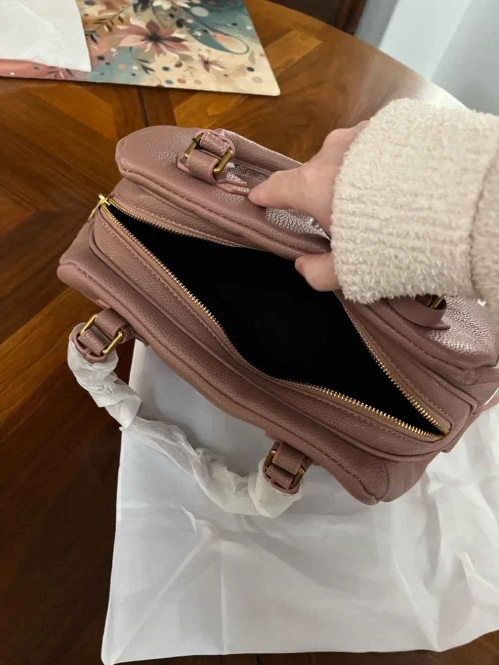 Blush Pink Leather Crossbody Satchel Handbag!